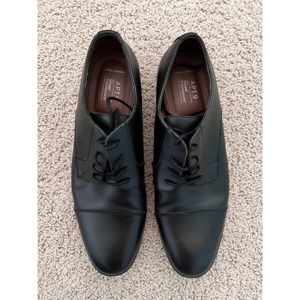 Apt 9 Ortholite Impressions Black Oxford Dress Shoes Mens Size 10 M Memory Foam